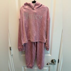 Juicy Couture Girls Light Pink Velour Hoodie Set
